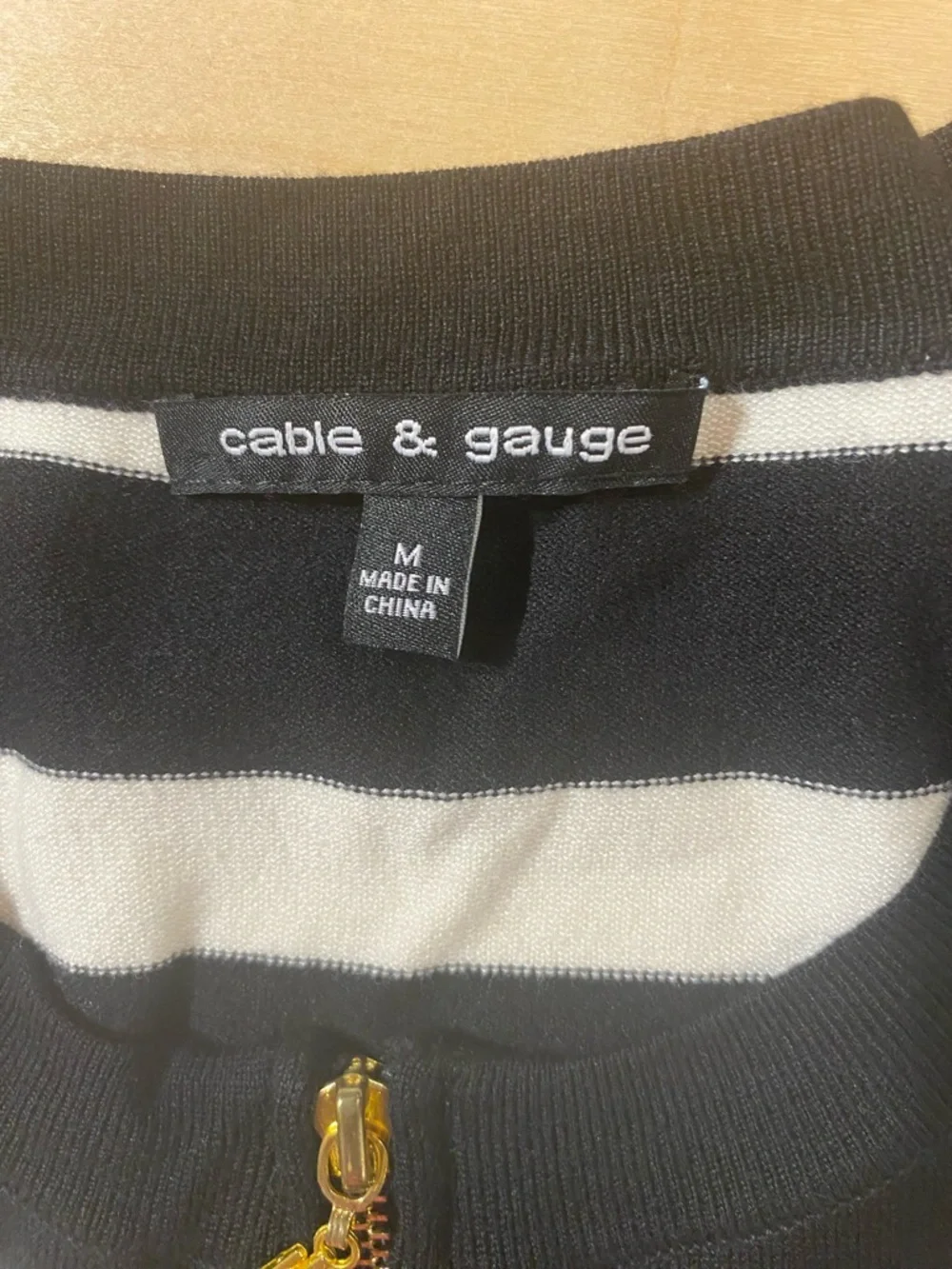 Cable & Gauge Black and White Striped Zip Knit Medium (RC)